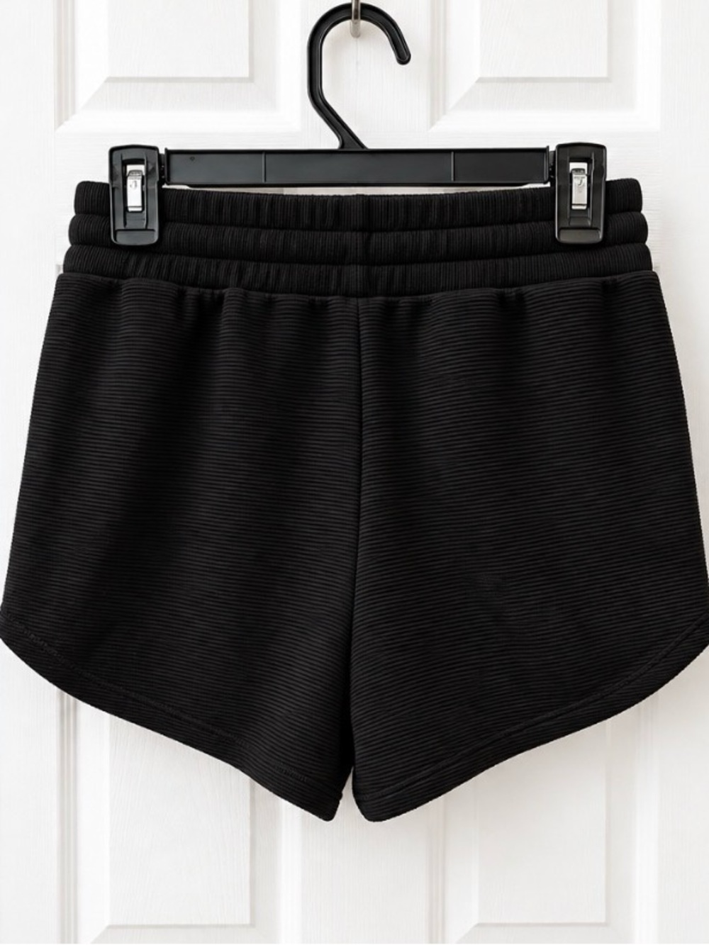 Avia Black Ribbed Drawstring Athletic Shorts - Picture 2 of 3